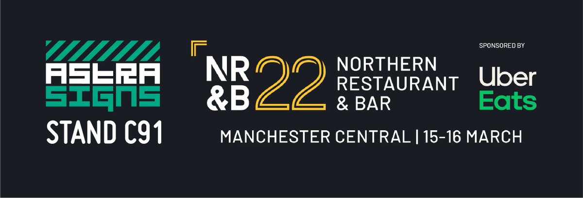 We're at the @NRBManchester show!
Come and see us at stand C91 and chat with team about your future signage and graphics needs

#NRB22 #astrasigns #manchestercentral #manchester #ubereats #standc91 #seeyouthere