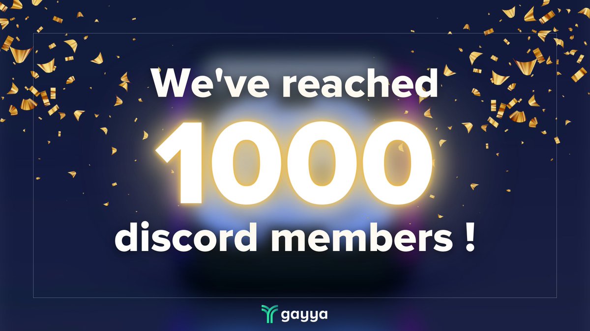 gayya_io's tweet photo. We've reached 1000 discord members in only 5 days! 

Wow, thank you to this incredible community. This is just the beginning, big things will be announced in the coming days ! 

Stay tuned 👀

#Gayyaguild #Scholarship #PlayToEarn #P2E #P2Egaming https://t.co/J0PWdQhxH7