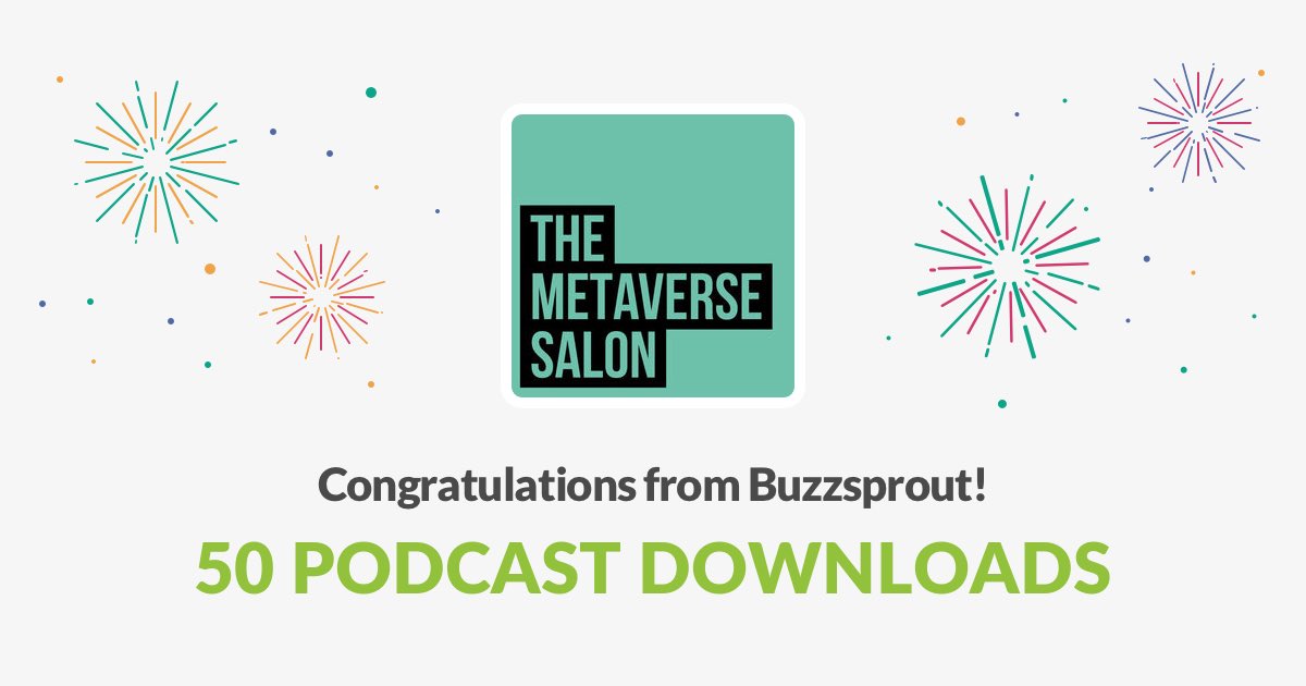 MetaverseSalon's tweet photo. 1 trailer and 2 episodes in and the 50 download mark has been cracked already. 🚀 thanks to everyone who came on the show so far. There are several episodes in production and will be dropping one every Thursday! Find the podcast on your fave podcasting app 🖤 love you all! 🤗🖤 https://t.co/4J9fjH8tbt