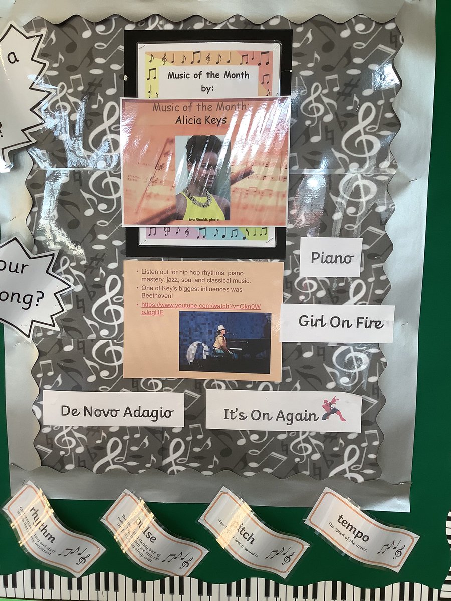 AGInfschool's tweet photo. Our composer and performer of the month is the great American singer and musician, Alicia Keys. The children have been on fire about her music! #agimusic #agiyr1 #agiyr2 #kidsonfire https://t.co/haIIBEKowL