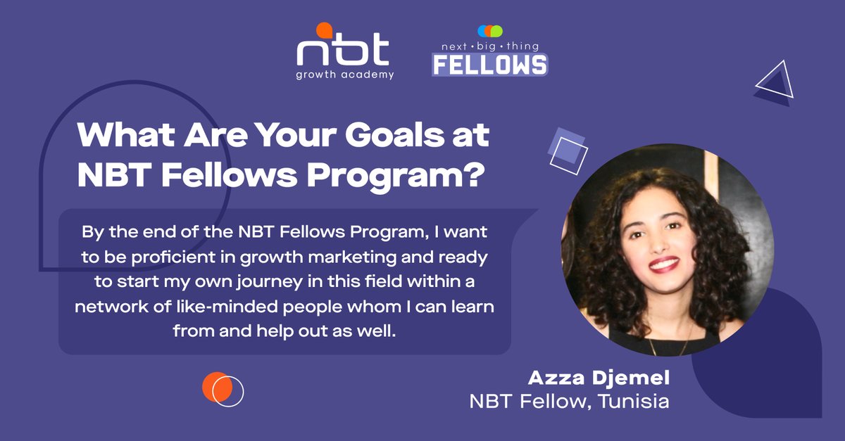 NBT_academy's tweet photo. We love seeing #GrowthMarketing enthusiasts grow and are glad to have such an ambitious, driven and curious Next Big Thing Fellow! Welcome on board Azza Djemel: https://t.co/SEFnfItAWm
#AdaptForSuccess
#DigitalMarketing https://t.co/5CBvPGmN1c