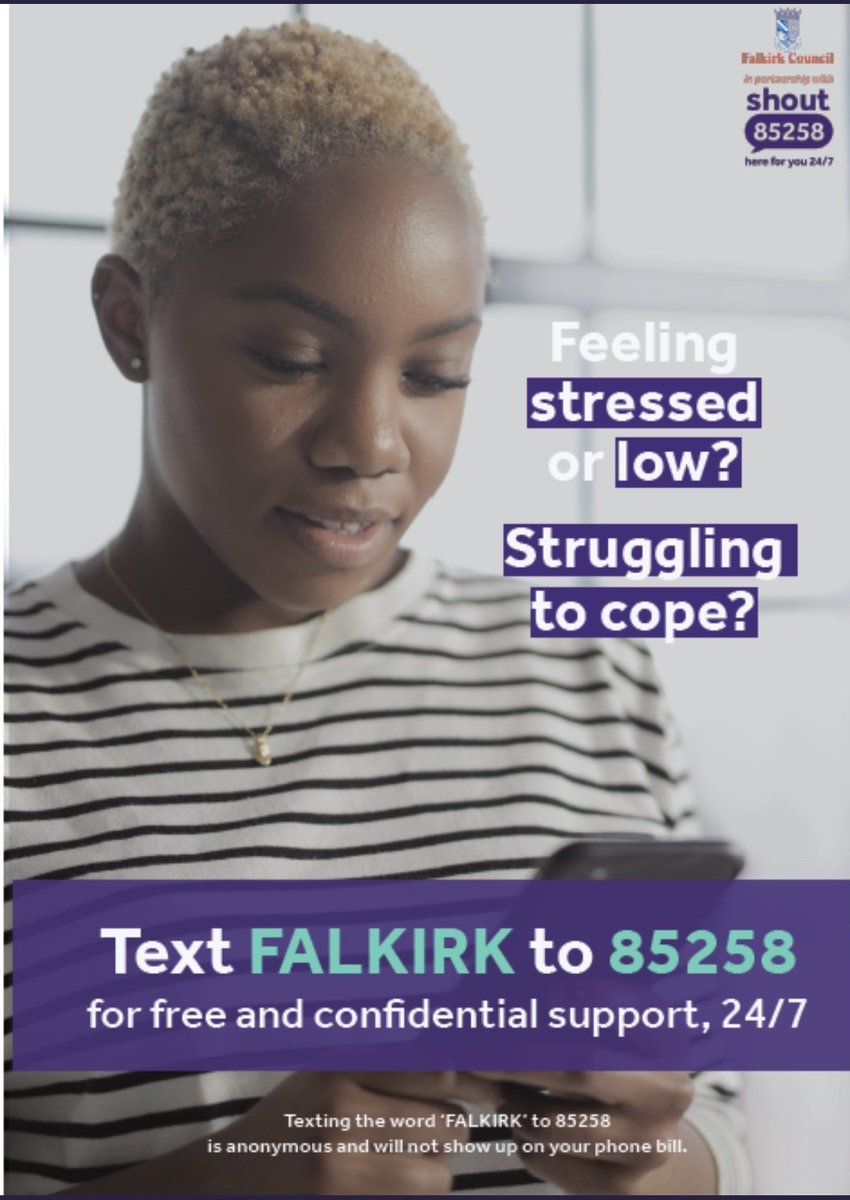 A free and confidential service for anyone in the Falkirk area 👍😊
<a href="/GrangemouthHS/">Grangemouth HS</a> <a href="/GHS_PLT/">Grangemouth High School Captains</a>