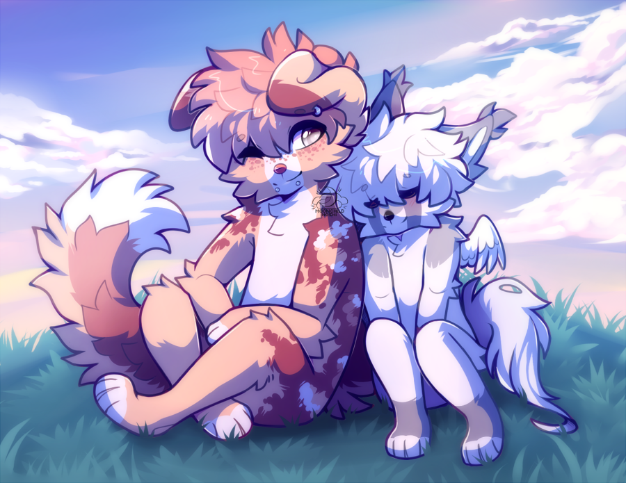 MoonchildHoshi's tweet photo. Sorry for the inactivity!

Here's one of my more recent drawings. My OCs https://t.co/gYHzB38p1O