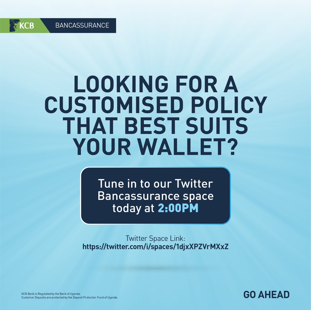 kcbbankug's tweet image. Do you have any questions about Bancassurance? Tune in to our Twitter space at 2:00PM or send them through using the hashtag #KCBBancassuranceSpace and we will respond to you. Link:  
#InsuranceWeek22