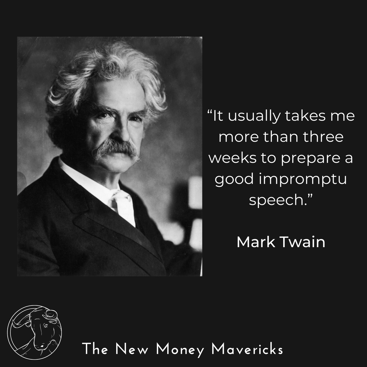 new_mavericks's tweet photo. Mark Twain on preparedness.

#MarkTwain #success #wealth #entrepreneurship #NewMoneyMavericks
#humor #selfhelp #selfimprovement #preparedness https://t.co/pC1VJ6EHjE