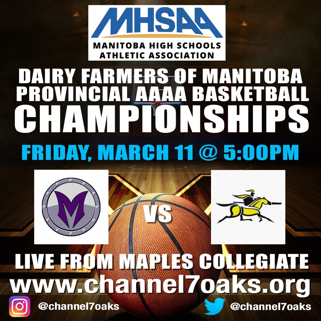 Game 1 - VM (BDN) vs Dakota at 5:00pm. channel7oaks.org <a href="/basketballmb/">Basketball Manitoba</a> <a href="/MHSAA_/">MHSAA</a> @7OaksSchoolDiv <a href="/Maples1330/">Maples Collegiate</a>