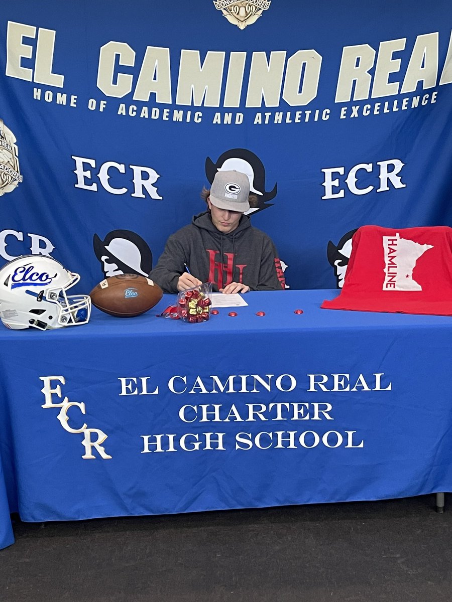 El Camino Real Football (@ecrfootball) on Twitter photo Congratulations to <a href="/TroySpellman_3/">Troy Spellman</a> on signing with <a href="/HamlineFootball/">Hamline Football</a> . All the hard work and dedication has paid off. The entire <a href="/ECRCHS/">El Camino Real Charter High School</a> community is proud of you and we are looking forward to what the future holds for you. #ELCOPRIDE <a href="/ecrathletics/">ECR Athletics Alumni Updates ~~</a> never stops! Congratulations to <a href="/TroySpellman_3/">Troy Spellman</a> on signing with <a href="/HamlineFootball/">Hamline Football</a> . All the hard work and dedication has paid off. The entire <a href="/ECRCHS/">El Camino Real Charter High School</a> community is proud of you and we are looking forward to what the future holds for you. #ELCOPRIDE <a href="/ecrathletics/">ECR Athletics Alumni Updates ~~</a> never stops!