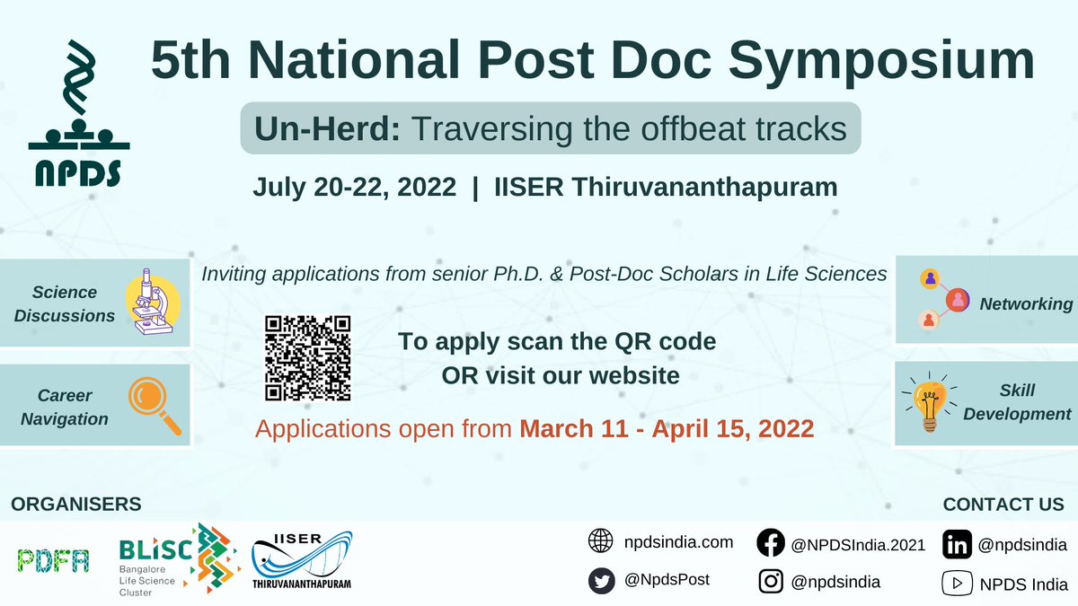 Completing your PhD or pursuing a postDoc in #lifesciences? 
Are your career queries still unheard? 🧐
Let us help you 𝘜𝘕-𝘏𝘌𝘙𝘋 and explore exciting career paths 😊
Inviting applications for the 5th NPDS 📢
Pre-registration opens today 🤩
#networking #unherd #career