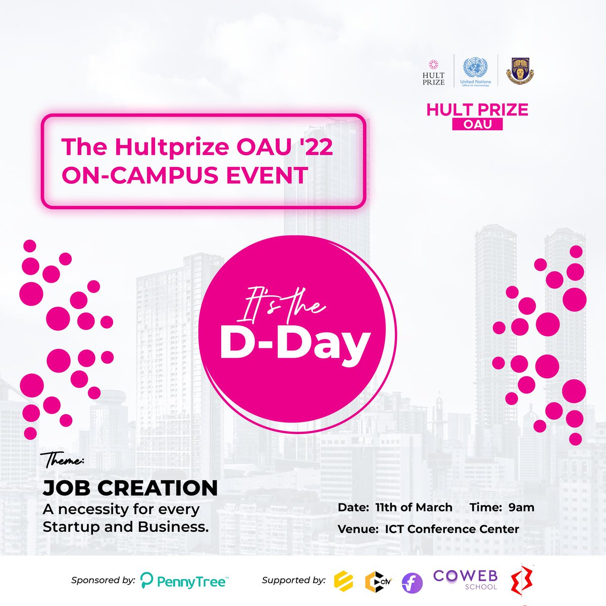 The D-Day is hereeeeee💃💃💃💃💃💃
Get ready to join us today at ICT Conference Hall , 9am Prompt
You sure wouldn't want to miss 
@HultPrize_OAU has alottttt in stock for you🔊🔊🤤
#HultPrize
#HultPrizeOAU
#OAUEvents