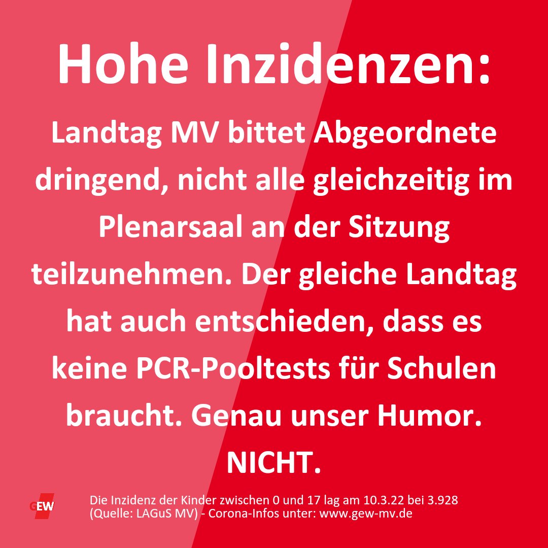 #Coronaschulen #Coronakitas #GEWMV 
Alle Infos zur Corona-Lage hier bei uns 👇
gew-mv.de/coronacovid-19