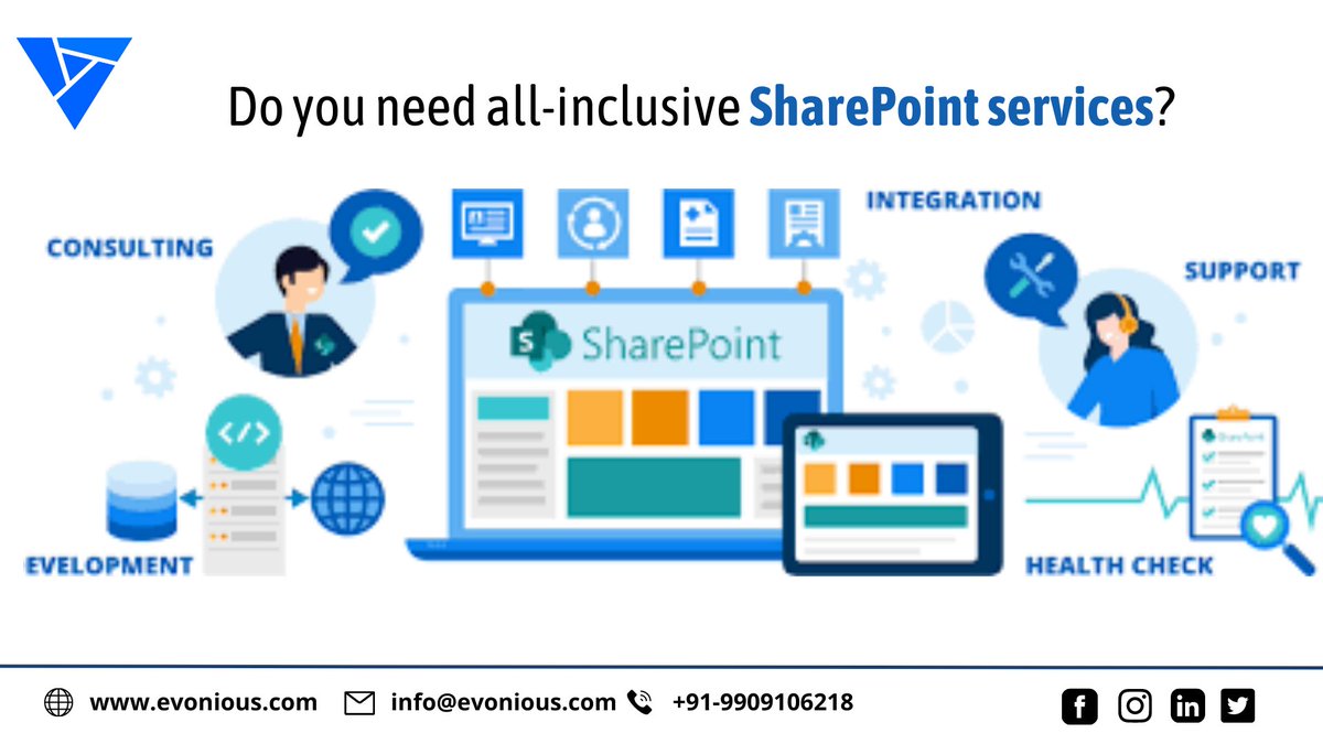 EvoniousI's tweet photo. Do you need all-inclusive SharePoint services?
Contact us: info@evonious.com https://t.co/cmmA3xbdQD

#development #business #consulting #sharepoint #microsoft #office #digitaltransformation #software #technology #powerbi #cloud #microsoftteams #powerapps #onedrive #datascience https://t.co/devJTBfTiP