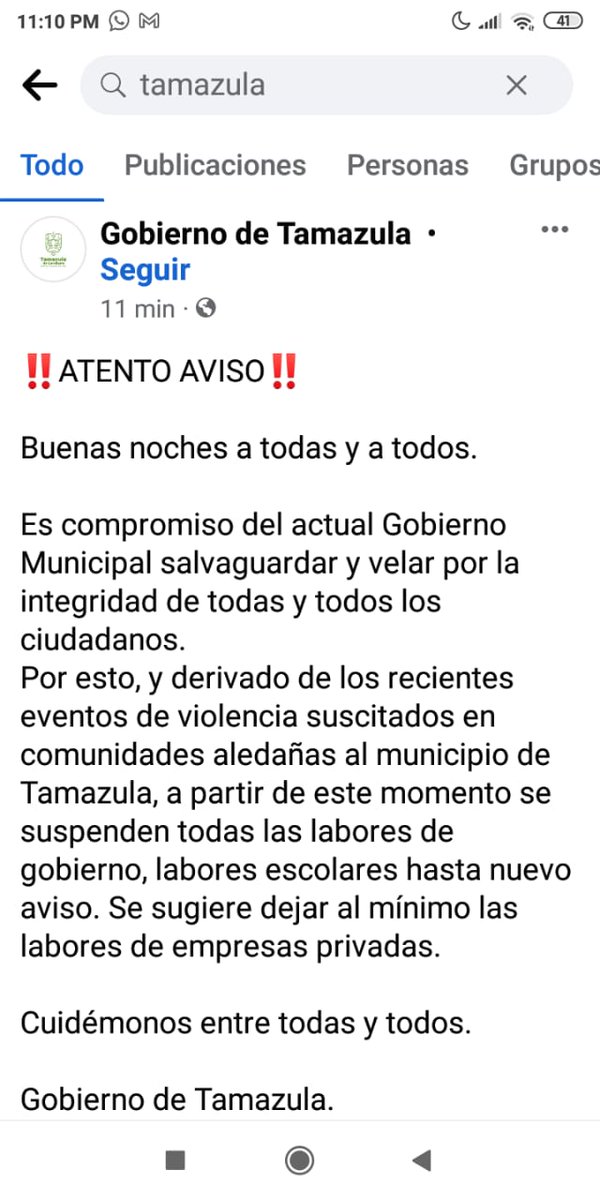 omar_comunica's tweet photo. Hace unos minutos fue eliminada esta publicación del Gobierno de Tamazula. Los hechos violentos, disparos y quema de camiones, obligaron al ayuntamiento a tomar esta decisión. Pero "alguien" del Gobierno del Estado les llamó y tuvieron que tumbar su decisión. https://t.co/9rGLnMgpUV