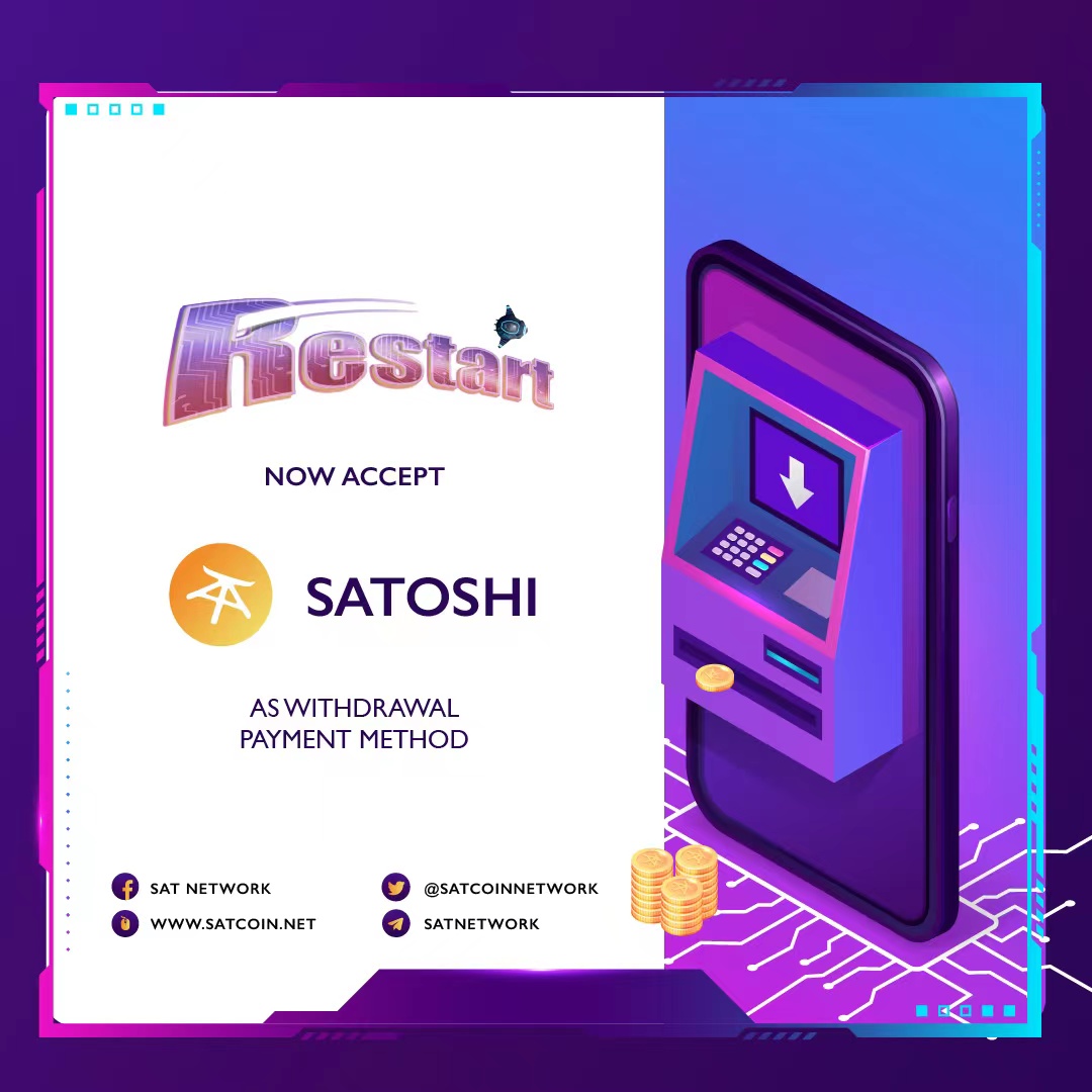 SATCoinNetwork's tweet photo. The first actual transaction and application scenario of #Satcoin-#Restart; a game that fuses #Play2Earn and Game-Fi concepts and use #Sat as the payment and withdrawal method. It has been launched in several countries and the number of players increasing rapidly! https://t.co/dWRro0MTBW
