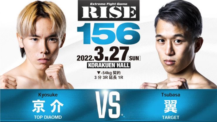 RISE_2003's tweet photo. ／
💥#RISE156
📣既報対戦カード‼️
＼

▼ミドル級（-70kg） 宮城寛克（赤雲會／同級7位） 森田崇文（フリー／第3代RISEミドル級王者）

▼-54kg契約
京 介（TOP DIAMOND）
翼（TARGET）

▶️NEXT #RISE156
📅3月27日(日)17:30～
📝大会情報▷ https://t.co/YOTqa0QOX8 https://t.co/7hPY0HssBv