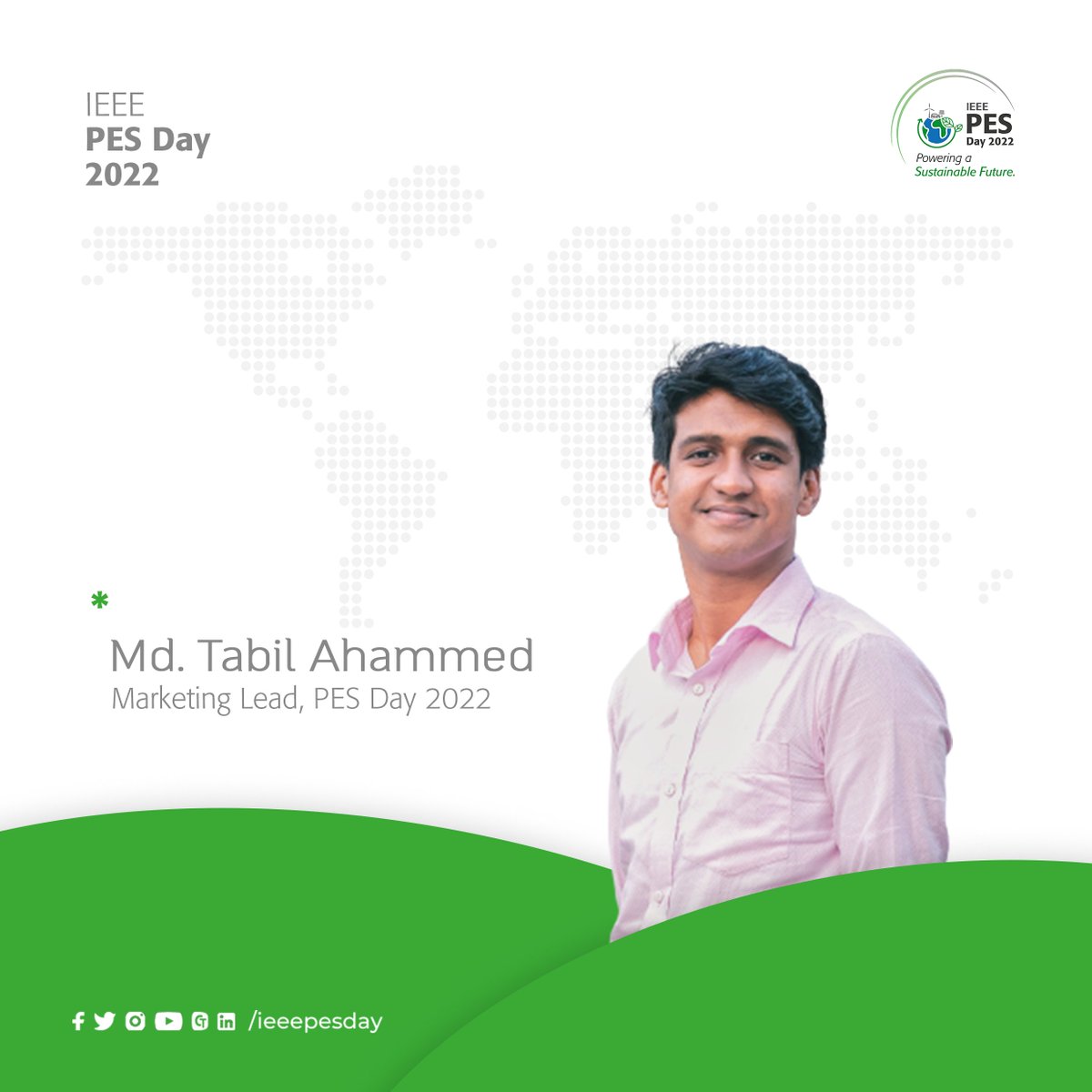 <a href="/tabil_ahammed/">Tabil Ahammed</a> recently graduated from Bangladesh University of Business and Technology in Electrical and Electronic Engineering. He is the Marketing Lead of IEEE PES Day 2022. 
We are proud to have Tabil onboard PES Day team.

#IEEEPES 
#IEEEPESDAY 
#IamPESVolunteer