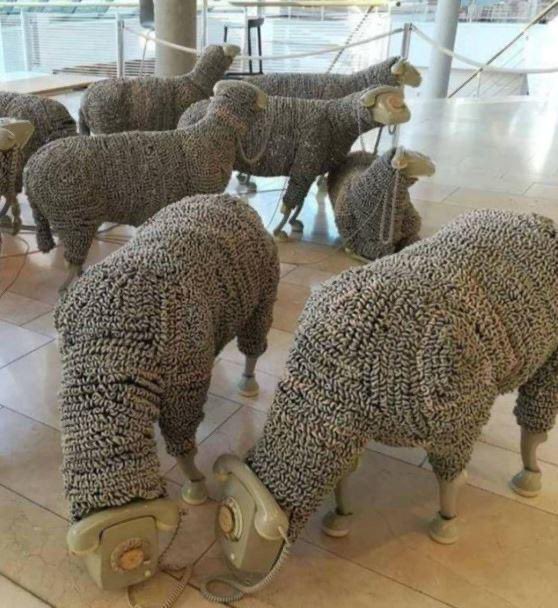 sheep made from old phones.