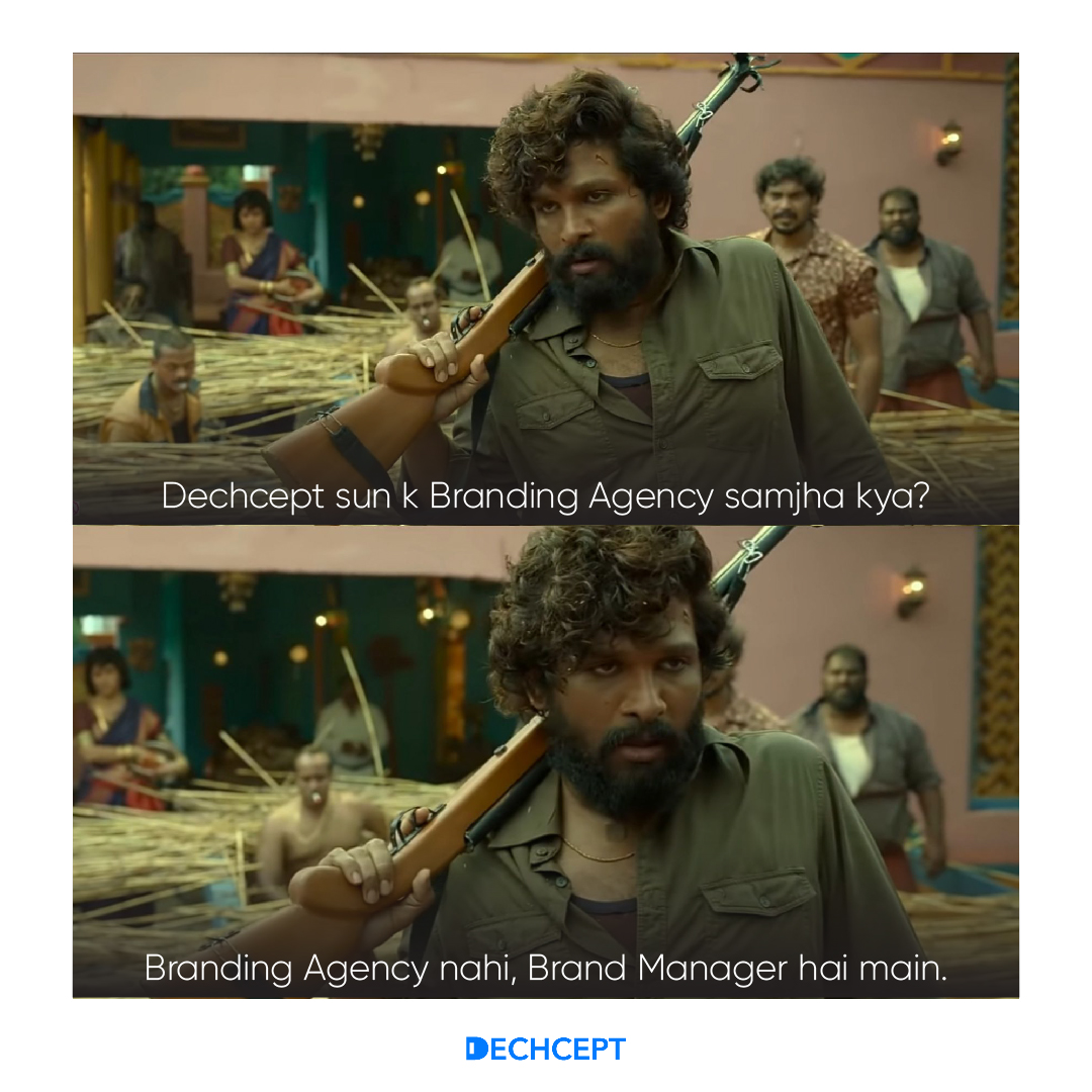 dechcept's tweet photo. Dechcept to brand: Jhukne Nahi dega!💪🏻

#pushpa #pushparaj #marketing #digitalmarketing #digital #designer  #brandingagency #brandmanager #memes4ever #memes4life https://t.co/iGWwj5ykX1