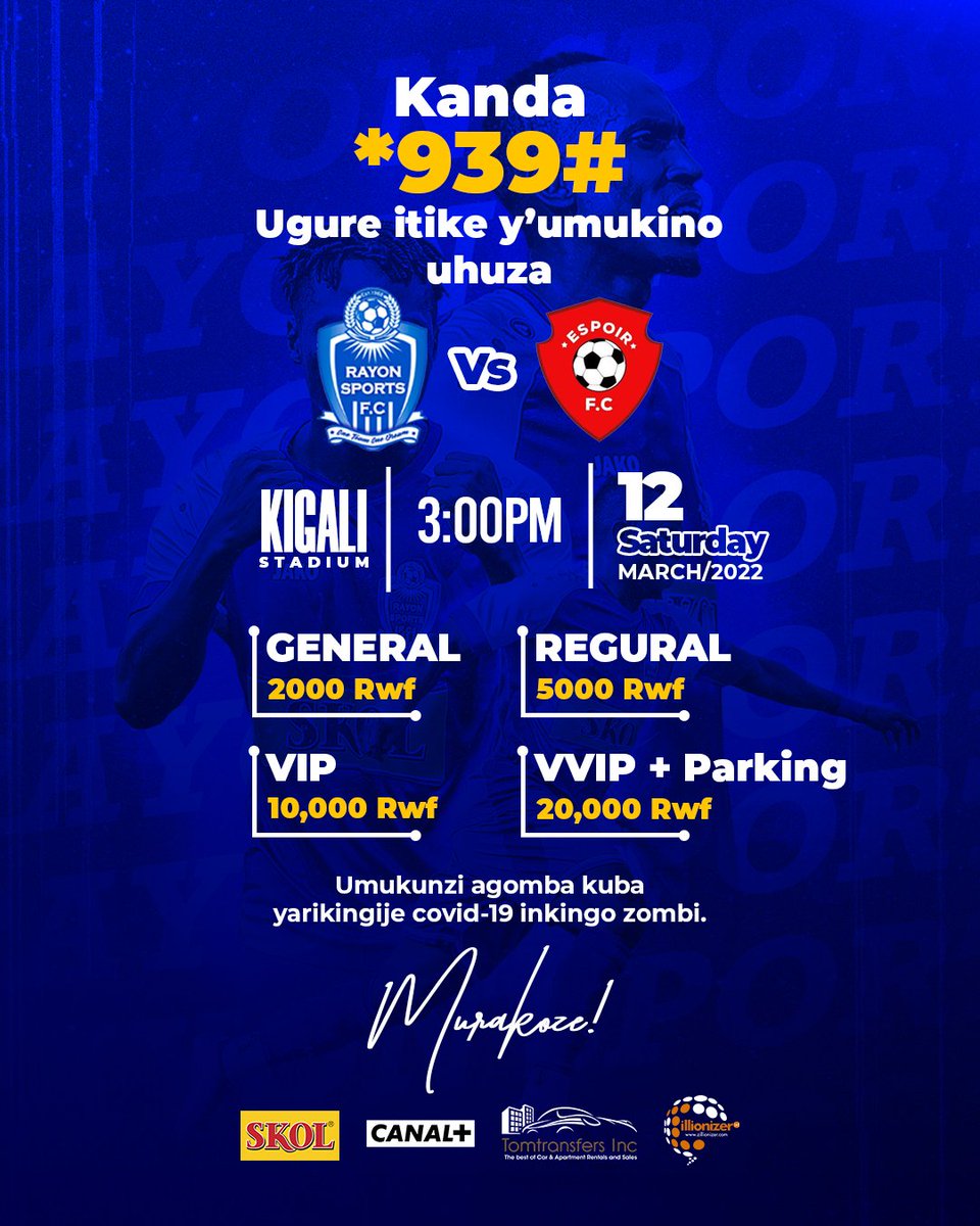 rayon_sports's tweet photo. Tickets for our game against @espoirfc1 are now available to purchase!
#RAYESP.....DIAL *939#
#Gikundiro | #OneTeamOneDream https://t.co/JRqpWHfDpj