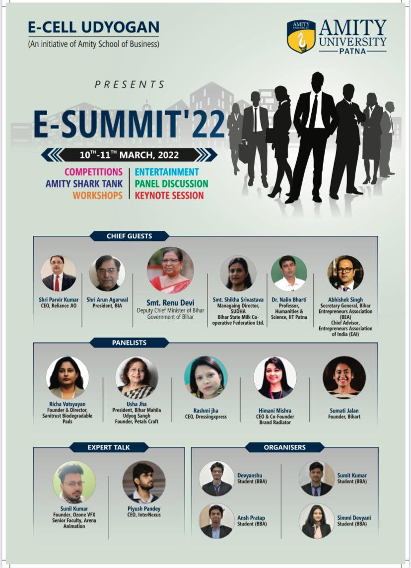 Yet another proud moment for us as our #PowerPuffCEO @HimaniMish was invited as a panelist to share her incredible journey as an #Entrepreneur. The Hon’ble Deputy CM of Bihar, Smt. @renu_bjp graced the occasion as the Chief Guest, at Amity’s E- Summit 22, on 10th & 11th March