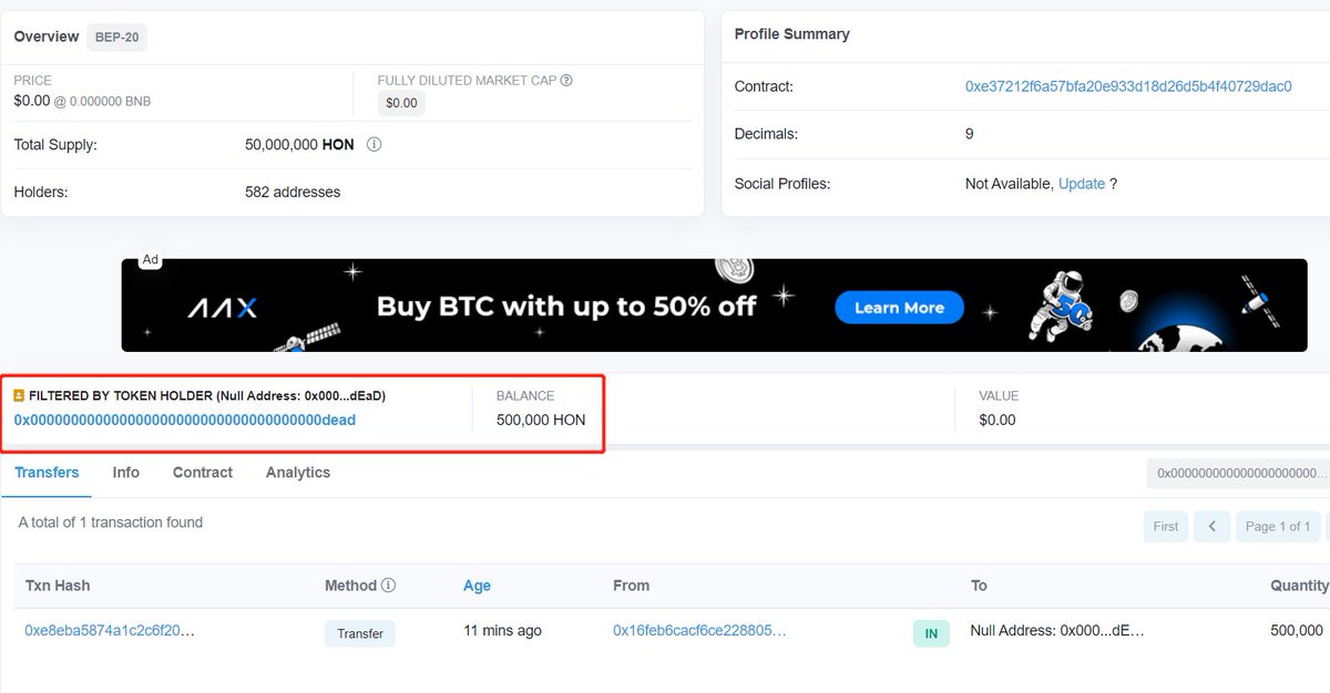 bsc_honsocial's tweet photo. Because our social network has not yet started and we don't need so many tokens, the team decided to destroy 500,000 HON from 5% of wallets. valued at $4200 🙌🙌 https://t.co/1VO6Edr2zc