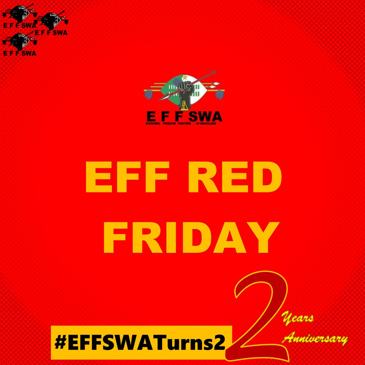 EFFSwazi's tweet photo. MUST SEE: Today is Friday, It is always a red one. This is what to do today. Lets join the continent in painting our countries red.
#EFFRedFriday
#EFFSWATURNS2 https://t.co/pIMO77wCpR
