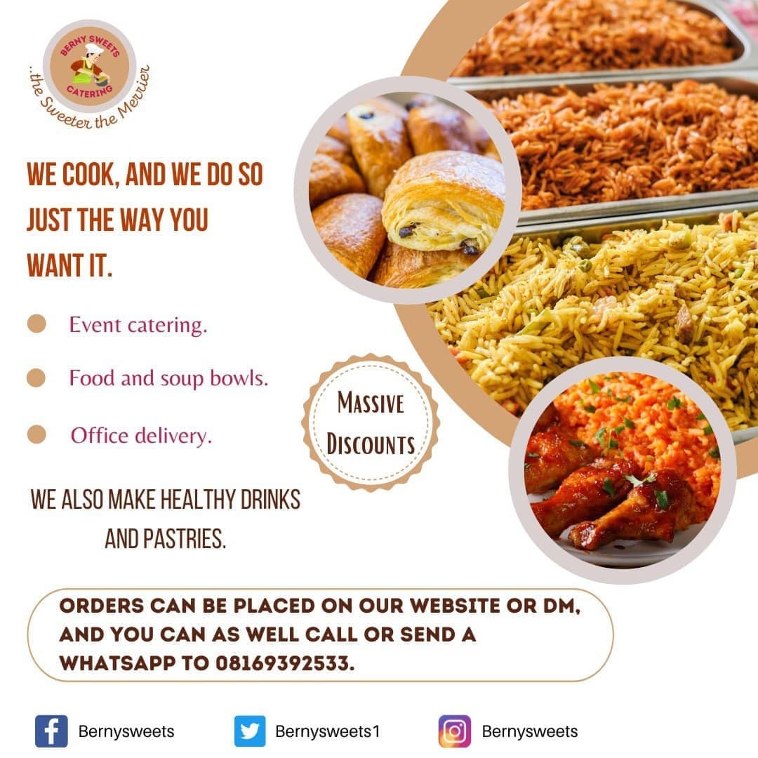 Bernysweets1's tweet photo. @ruffydfire We offer weekend soup bowls and office or meetings lunch pack.
Location: Lagos
 Thank you https://t.co/CV4OGJIwlF