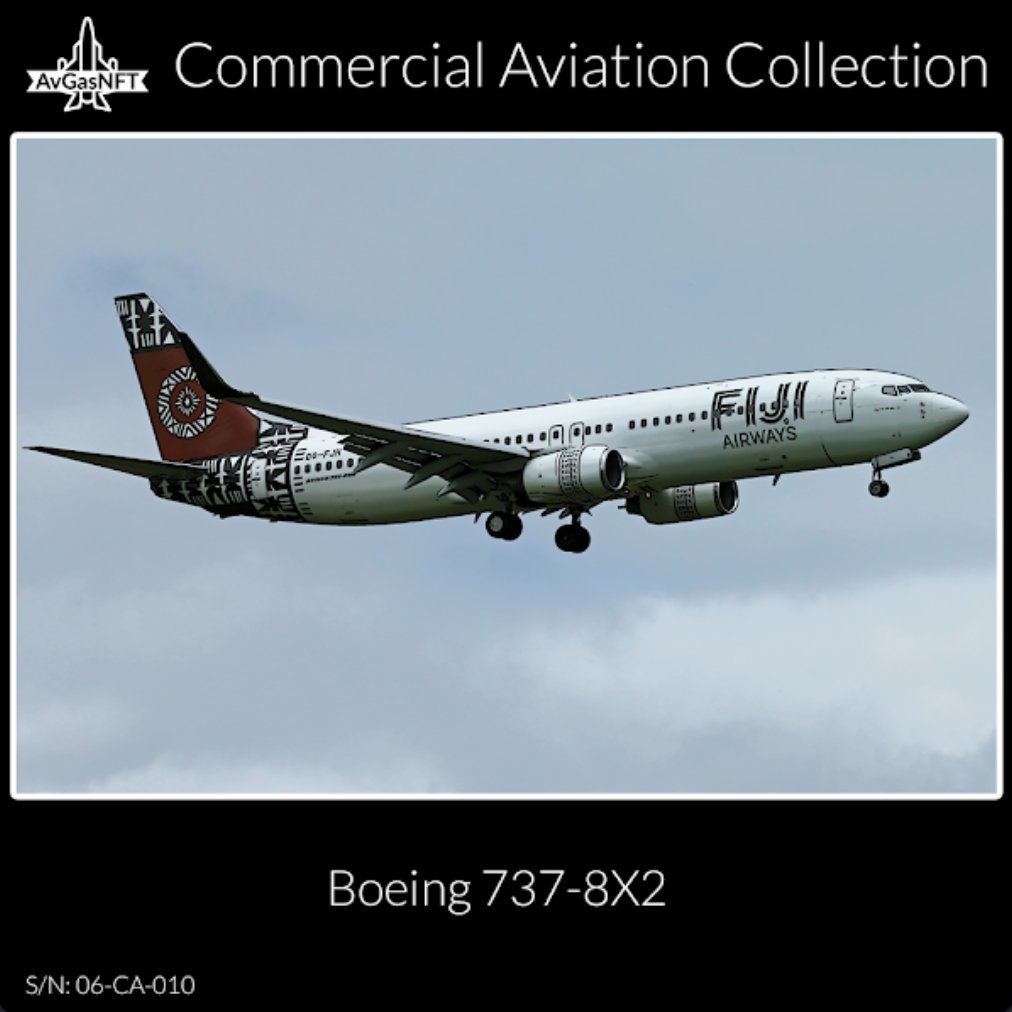 NFT 06-CA-010

Boeing 737-8X2 Air Pacific Reg/ DQ-FJH Serial #29969

Capturing the essence of "Fiji"

opensea.io/avgasnft?tab=c…

#NFTs #nftart #NFTCollection #NFTcollectibles #nftcollectors #NFTartists #digitalart #digitalasset #Cryptoart #OpenSeaNFT
#pilotlife #aviation