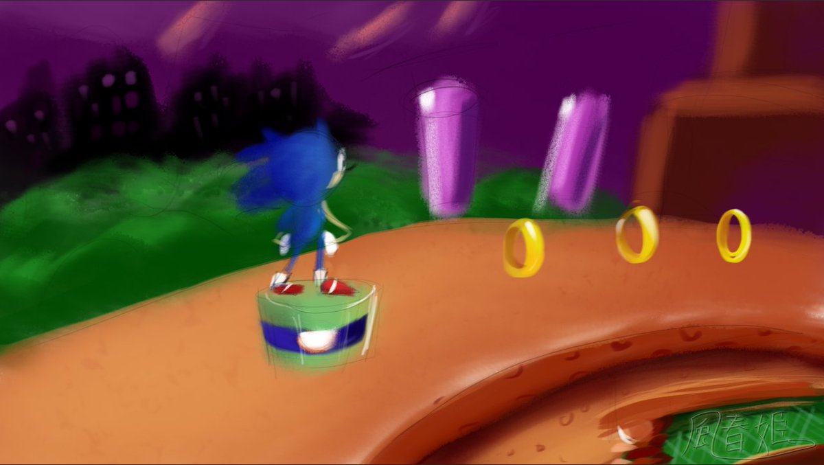 KazeHaruHime's tweet photo. @JayAxer Lurked in @JayAxer's stream today. :) Drew along a little late, but here we go. #SpringyardZone #SonictheHedgehog #art #fanart https://t.co/YJMJ6dwrjP