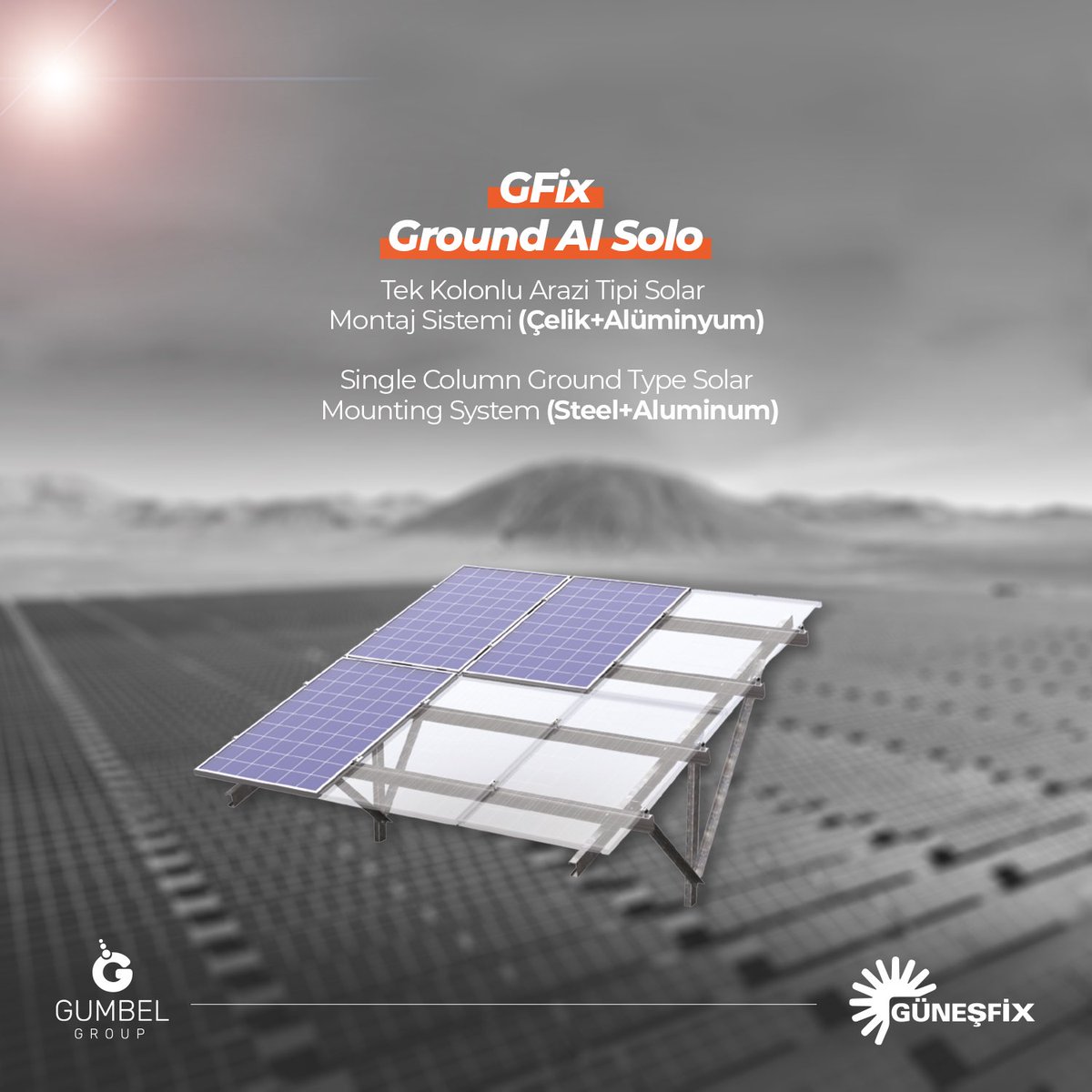 gunesfix's tweet photo. GFix Ground Al Solo Tek Kolonlu Arazi Tipi Solar Montaj Sistemi (Çelik + Alüminyum)

Single Column Ground Type Solar Mounting System (Steel + Aluminum)

Güneş enerjisi sistemleri ve ürünlerimiz hakkında daha detaylı bilgi alabilmek için; https://t.co/qEEFLbsQQR https://t.co/GX029gJ6Ff