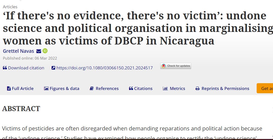 EnvJustice's tweet photo. ๐ข๐โIf there's no evidence, there's no victimโ: undone science and political organisation in marginalising women as victims of DBCP in Nicaragua
Read now a new article by @gret_navas
๐https://t.co/miuiVkrwJD
#IWD2022 #Nicaragua #DBCP https://t.co/G6bsEuPtEd