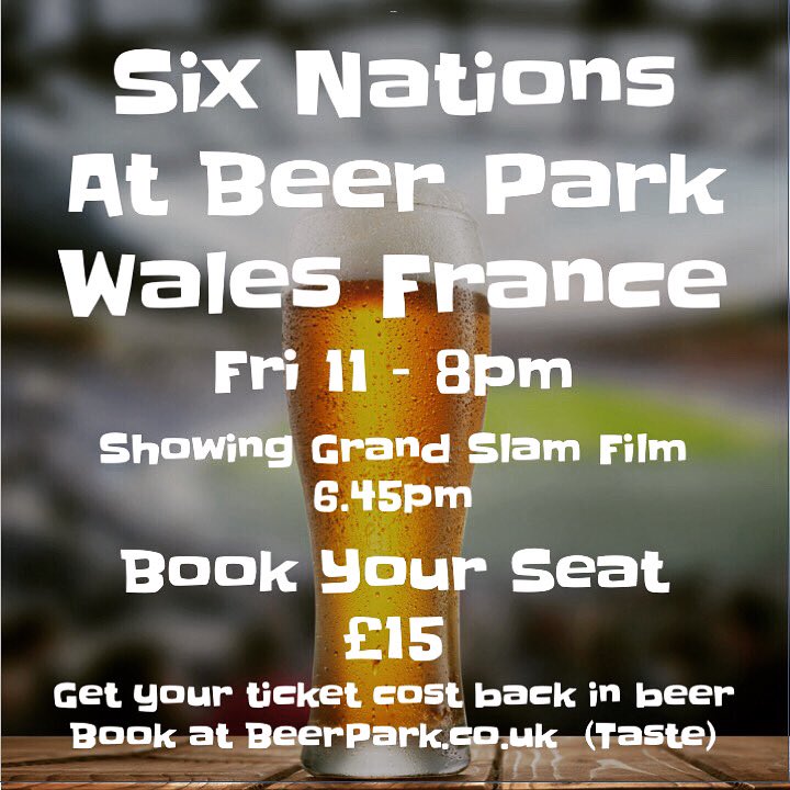 Open til 10 tonight for take-out and drink in. Secure your seat for the rugby and a beer tab at beerpark.co.uk taste. And as a couple of our regs had a tradition of watching the classic Windsor Davies film Grand Slam before the France game we’re showing this too.