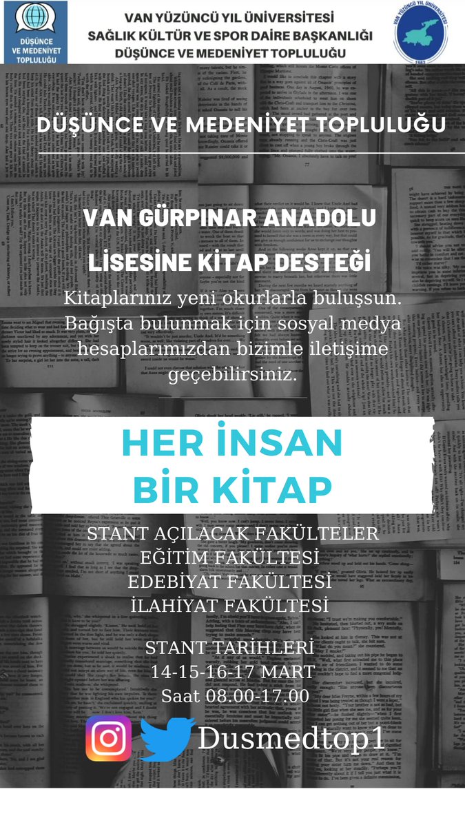YyuSks's tweet photo. Düşünce ve Medeniyet Topluluğu

 "Her İnsan Bir Kitap"

Adlı bağış  kampanyası

Katılımlarınızı bekliyoruz... https://t.co/DPjoi3N6OP