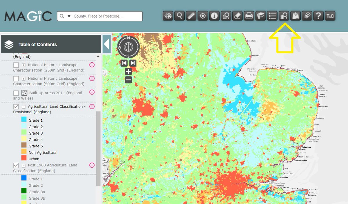 Did you know that you can search <a href="/DefraGovUK/">Defra UK</a>'s Magic Maps to find out what grade farmland is near you?
magic.defra.gov.uk/MagicMap.aspx
Use search tool &amp; type Agricultural Land Classification