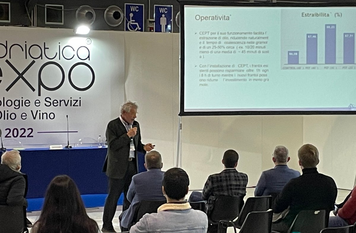 OptiCept's tweet photo. The exhibition is underway! We are meeting a lot of interested olive oil and wine producers. Yesterday we hosted a seminar as well and was joined by one of our oliveCEPT customers from Olio Conti. Great to be back at Enoliexpo.
#oliveCEPT #oliveoil #EVOO #wineCEPT #enoliexpo https://t.co/M4n1PHviAR