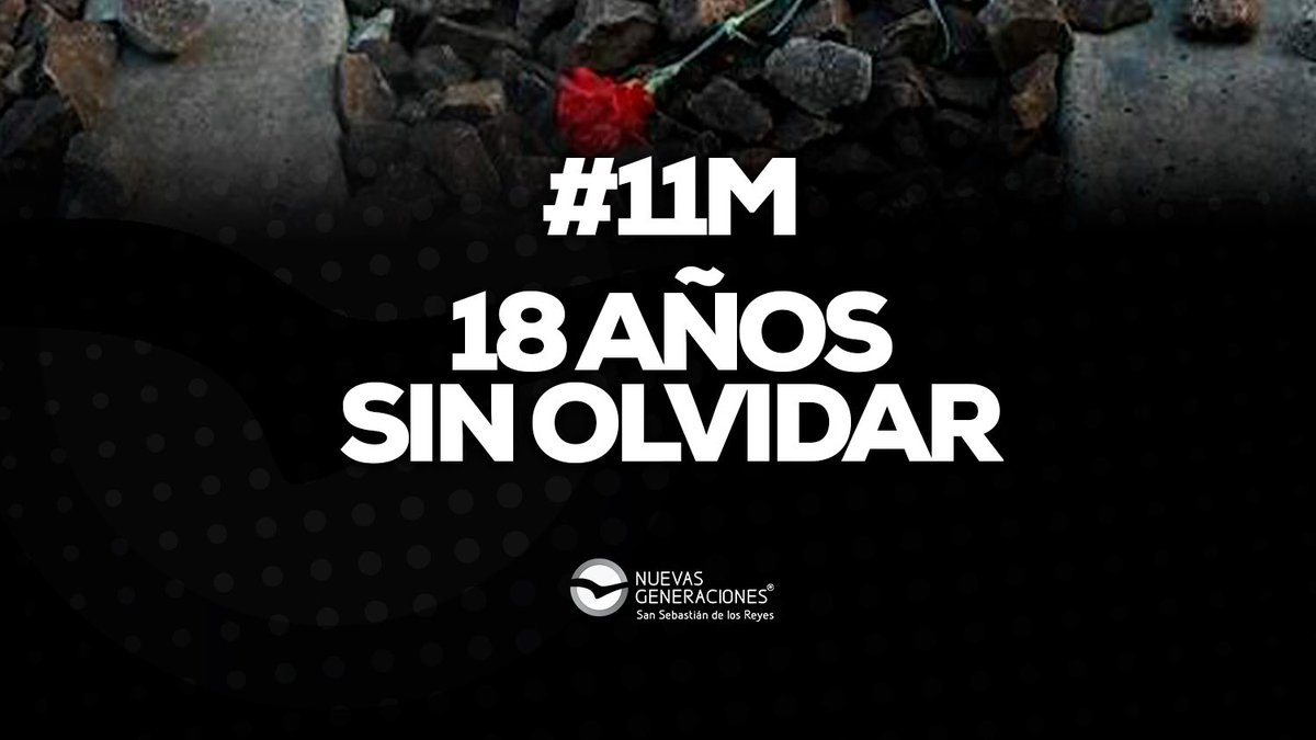 NNGGSanse's tweet photo. ⚫️ 18 años sin olvidar. 

Nuestro recuerdo para todas las víctimas de los atentados producidos el 11 de marzo de 2004 en Madrid. 

Ni olvido, ni perdón. https://t.co/nd2IvMJYYb