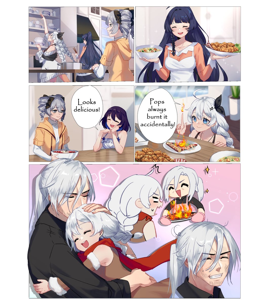 Valkyries' Anniversary Trip: 4th-Anniversary Party
 
 It's party time!
 Check out what specialties everyone made!
 
 Kudos to Captain @me_zwa for the amazing fan art!
 
 #GLB4thAnni
 #BeckoningHorizon
 #HonkaiImpact3rd 
