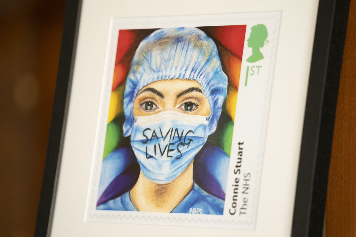 ClarenceHouse's tweet photo. The eight winning designs were chosen by The Prince from 606,049 entries, securing @RoyalMail a world-record for the largest postage stamp design competition. 

Entries celebrated a range of Covid heroes, including NHS workers, cleaning staff, delivery drivers and scientists. https://t.co/3XrbZwRdic