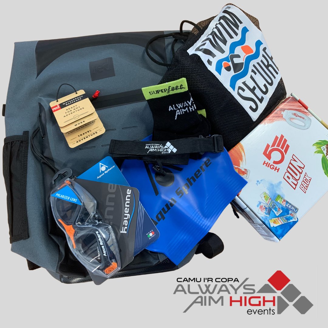RT this &amp; follow <a href="/aahevents/">Always Aim High</a> to be in the Sun 13 March 9pm prize draw to win this triathlon bundle worth over £147, including Red waterproof 30L backpack, High5 goodies, Swim Secure mesh kit bag, Aquasphere goggles &amp; swim cap, tri belt &amp; socks. We will have 1 winner #ukrunchat