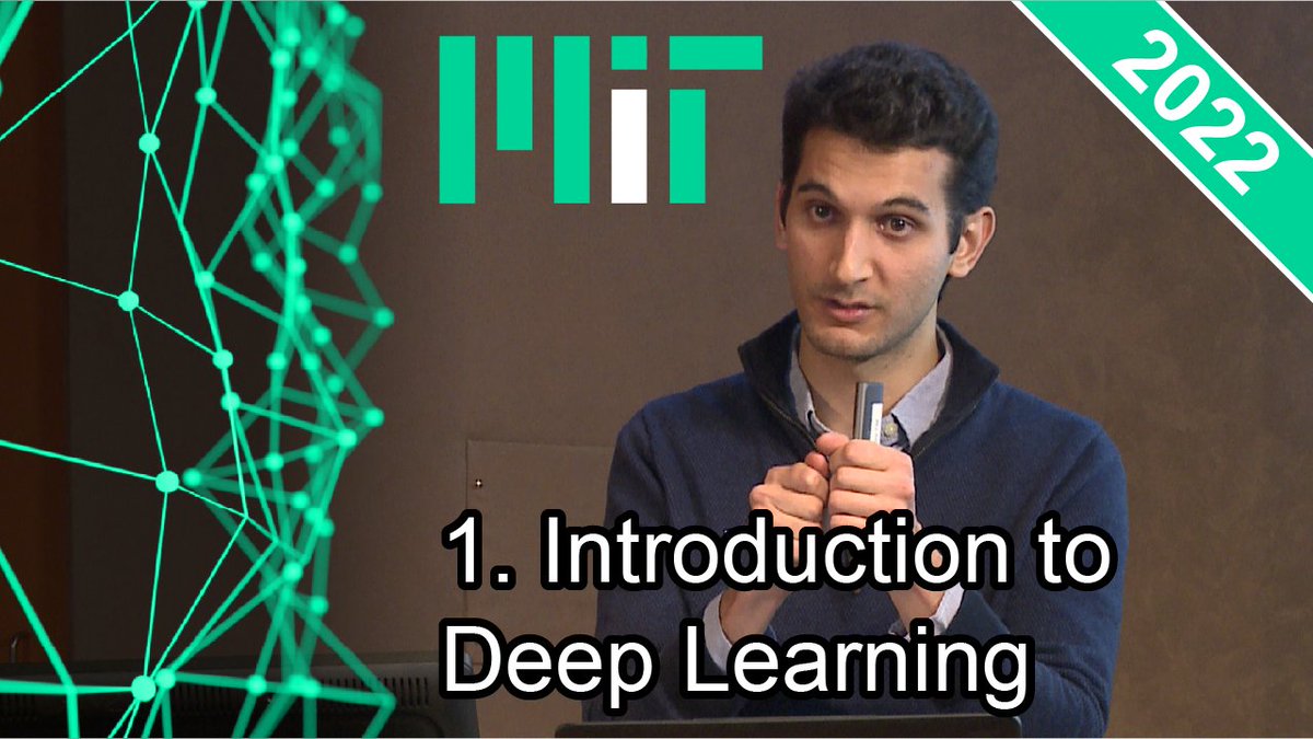MIT Intro to Deep Learning (@mitdeeplearning) on Twitter photo ⭐️⭐️ Lecture 1 for <a href="/MITDeepLearning/">MIT Intro to Deep Learning</a> 2022 is now available online #FREE for ALL!
New lecture every Fri @ 10am ET for the rest of the course with slides, video & <a href="/TensorFlow/">TensorFlow</a> labs ‼️
🔥 Lecture 1 👉 youtube.com/watch?v=7sB052…
🌐 <a href="/MIT/">Massachusetts Institute of Technology (MIT)</a> course website👉introtodeeplearning.com ⭐️⭐️ Lecture 1 for <a href="/MITDeepLearning/">MIT Intro to Deep Learning</a> 2022 is now available online #FREE for ALL!
New lecture every Fri @ 10am ET for the rest of the course with slides, video & <a href="/TensorFlow/">TensorFlow</a> labs ‼️
🔥 Lecture 1 👉 youtube.com/watch?v=7sB052…
🌐 <a href="/MIT/">Massachusetts Institute of Technology (MIT)</a> course website👉introtodeeplearning.com