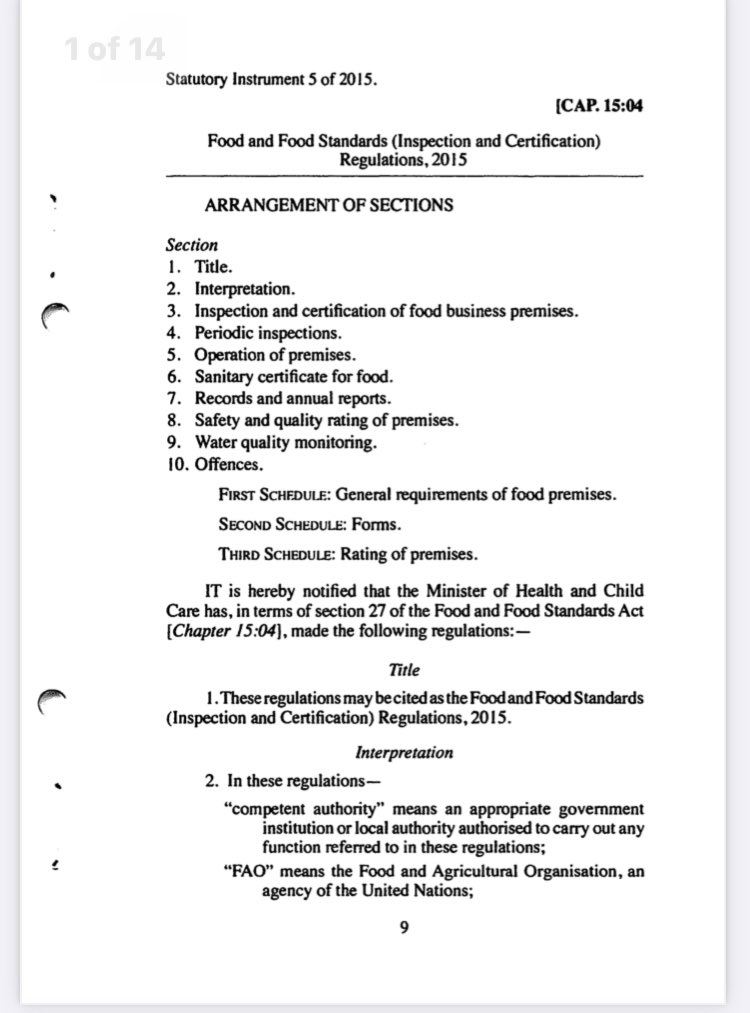 FoodZimbabwe's tweet photo. The Food & Food Standards (Inspection and Certification) Regulations, 2015 states that all Food Handlers must be medically examined at start of employment and annually thereafter. Do you know who is a food handler? https://t.co/6Pe1UfKZ48
