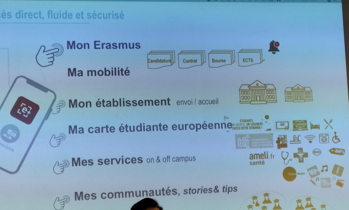 BertrandMocquet's tweet photo. #JIPES2022 #JIPES Atelier : les outils et services numériques pour la gestion de l'activité étudiante. Marie-Pierre Chalimbaud présente les avancées et roadmap d' #ErasmusDigital @ErasmusplusJeun https://t.co/CETiwNuRV1