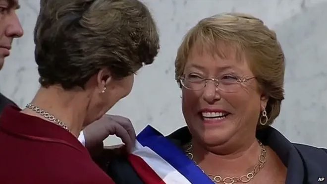 Michelle Bachelet on her second inauguration day