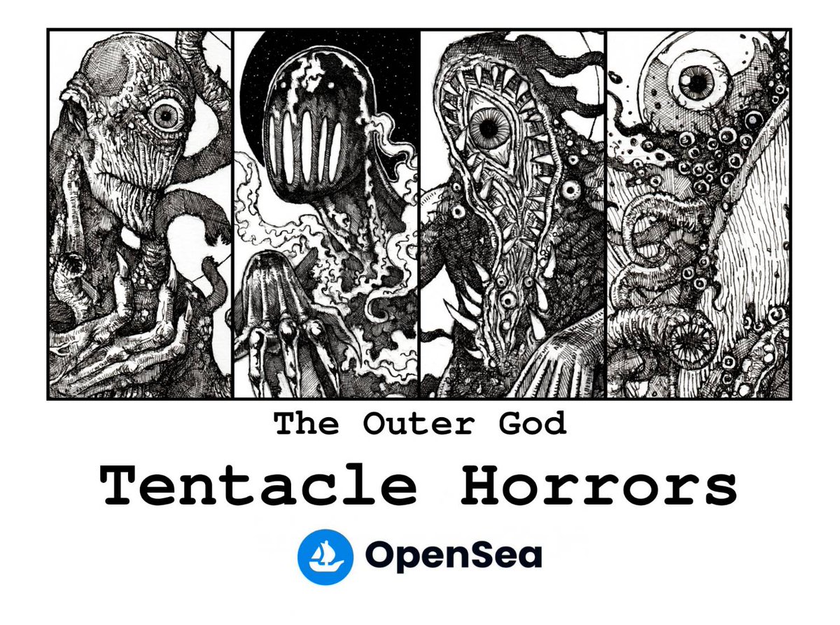 Meet an entity that far beyond understanding of mortal, meet the Outer God. "Court of Azathoth" 😈🐙

Now, "Tentacle Horrors" collection.
0.025-0.035 $ETH