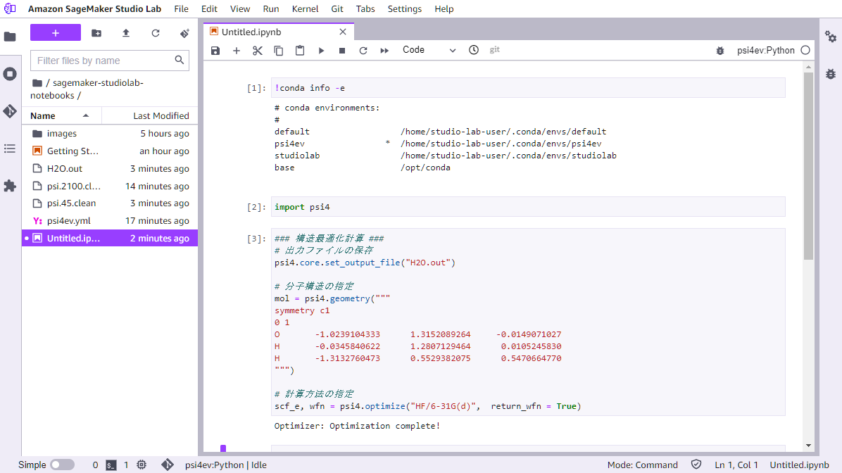com_pc's tweet photo. Amazon SageMaker Studio Lab使ってみました(*´ω`*)
Google Colabと違って、導入したライブラリなど環境がリセットされないのですこし幸せになれます。
GPUの性能もよきです(*´ω`*)
近々、記事にする予定です。
#機械学習 #QuantumChemistry #compchem #計算化学 #量子化学 #化学 #psi4 https://t.co/ozaN9qvaIO