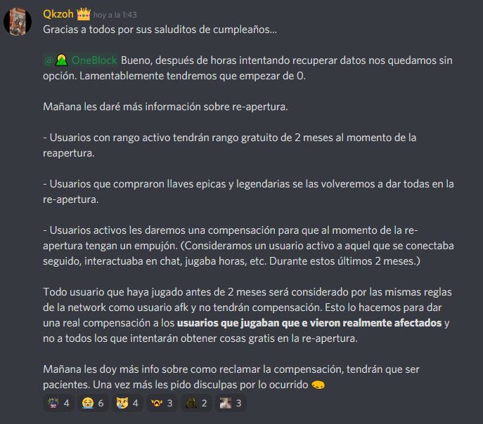 Malas noticias para Oneblock... Recuerda unirte a nuestro discord para tener soporte y mantenerte al tanto de todo lo que sucede  a tiempo real discord.gg/MaKdV7f
