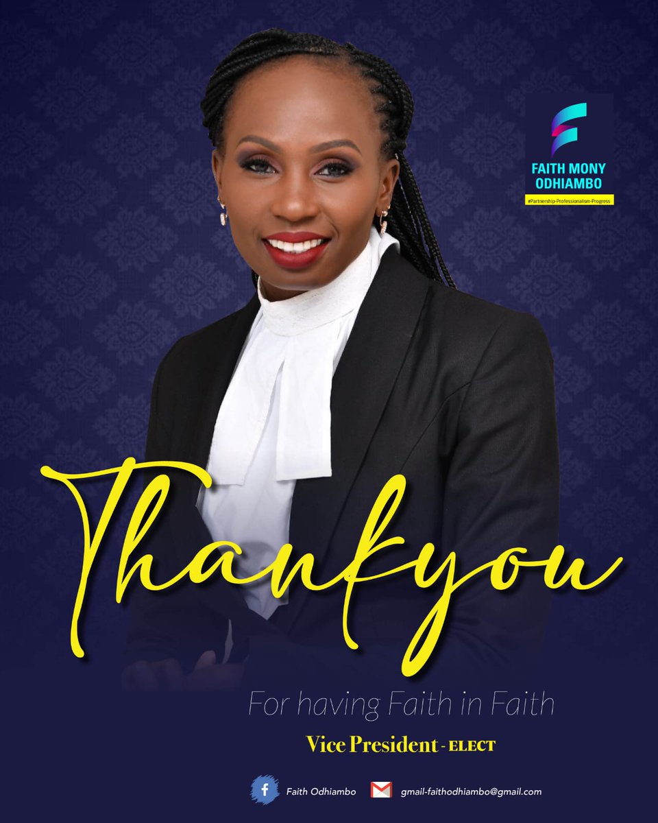 FaithOdhiambo8's tweet photo. Thank you for your support. I am humbled and it will be an honour to serve as the Vice President of the @lawsocietykenya. https://t.co/IRd4VRlH1u