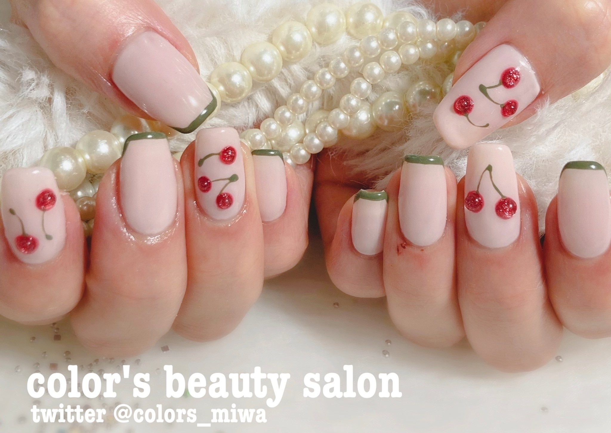Color Sタカハシミワ お客様オーダー さくらんぼネイル かわいいです さくらんぼネイル チェリーネイル フレンチネイル 春ネイル T Co Kl7xp92mof Twitter