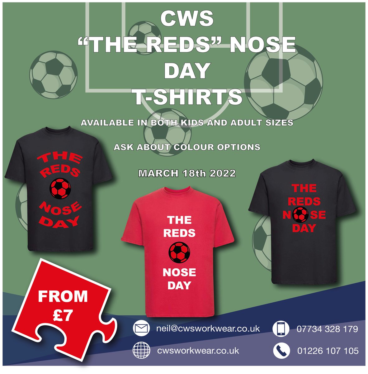 Cws_workwear's tweet photo. Still time to order you red nose t-shirts. Order over the weekend for local delivery free. https://t.co/MldBAJVqXt