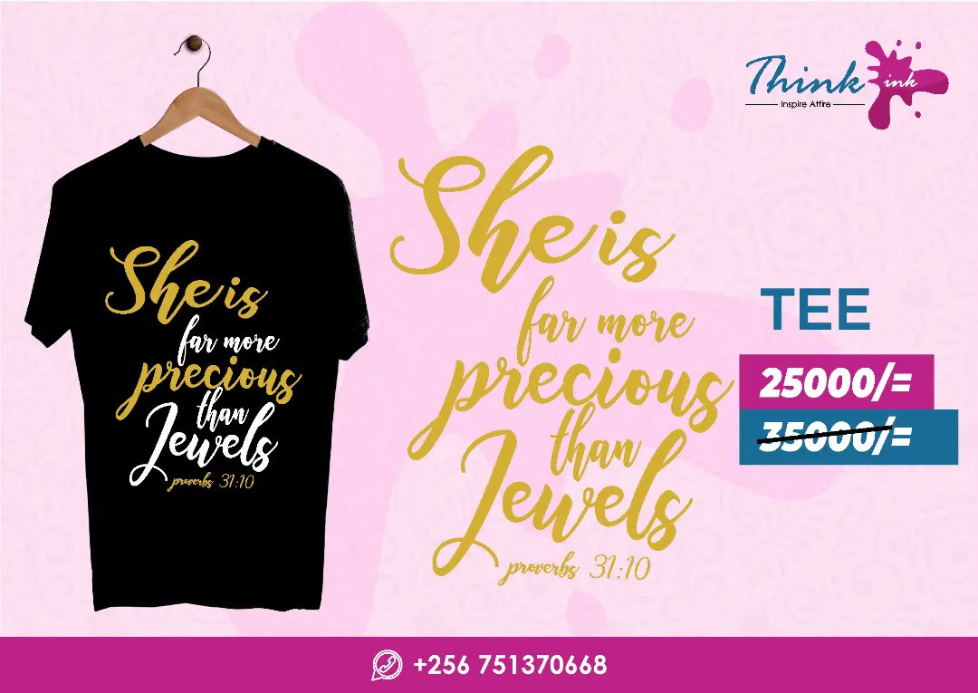 thinkinkug's tweet photo. #WomensDay may have passed but our promo is still on📢📢📢! You can still surprise💝 that special lady🥰 with a cool👌 custom designed round neck t-shirt👕 at a discounted🔻 price of 25k only🔖. Order today via call/Whatsapp📲 on 0751370668.

Offer valid till 12th March📢📢📢. https://t.co/3JWgUSKloD