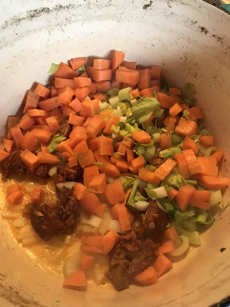 GrabYourSpoon's tweet photo. All good soups start with a base. Kolbász, onion, carrot, celery. #bableves https://t.co/oSwLxUq74d